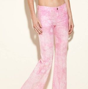 GUESS Brittany flare 100% linen pink crystal pants